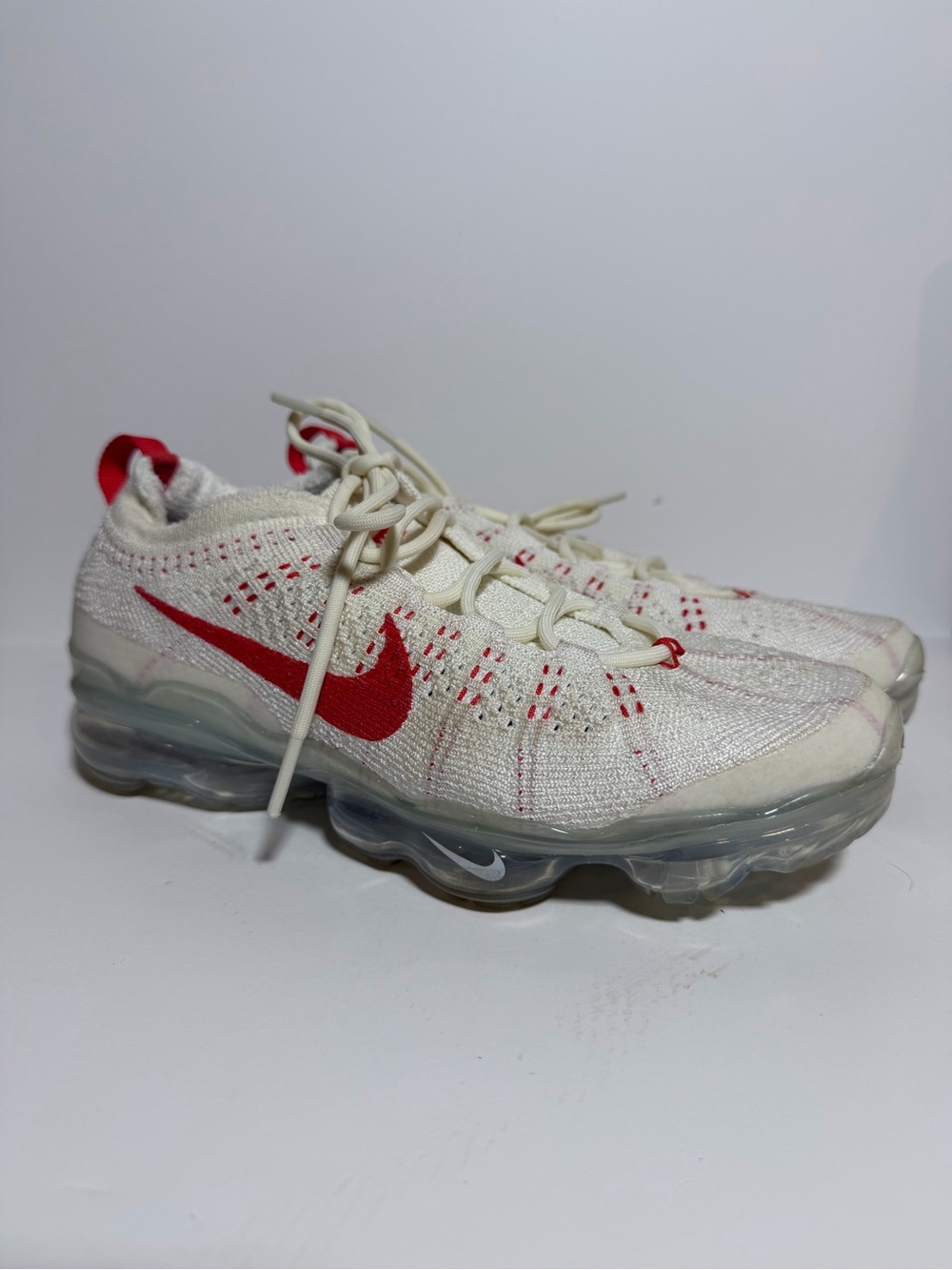 Nike‎ Air VaporMax Men’s White/Red Low Top Lace-Up Athletic Sneaker Shoes Size 7